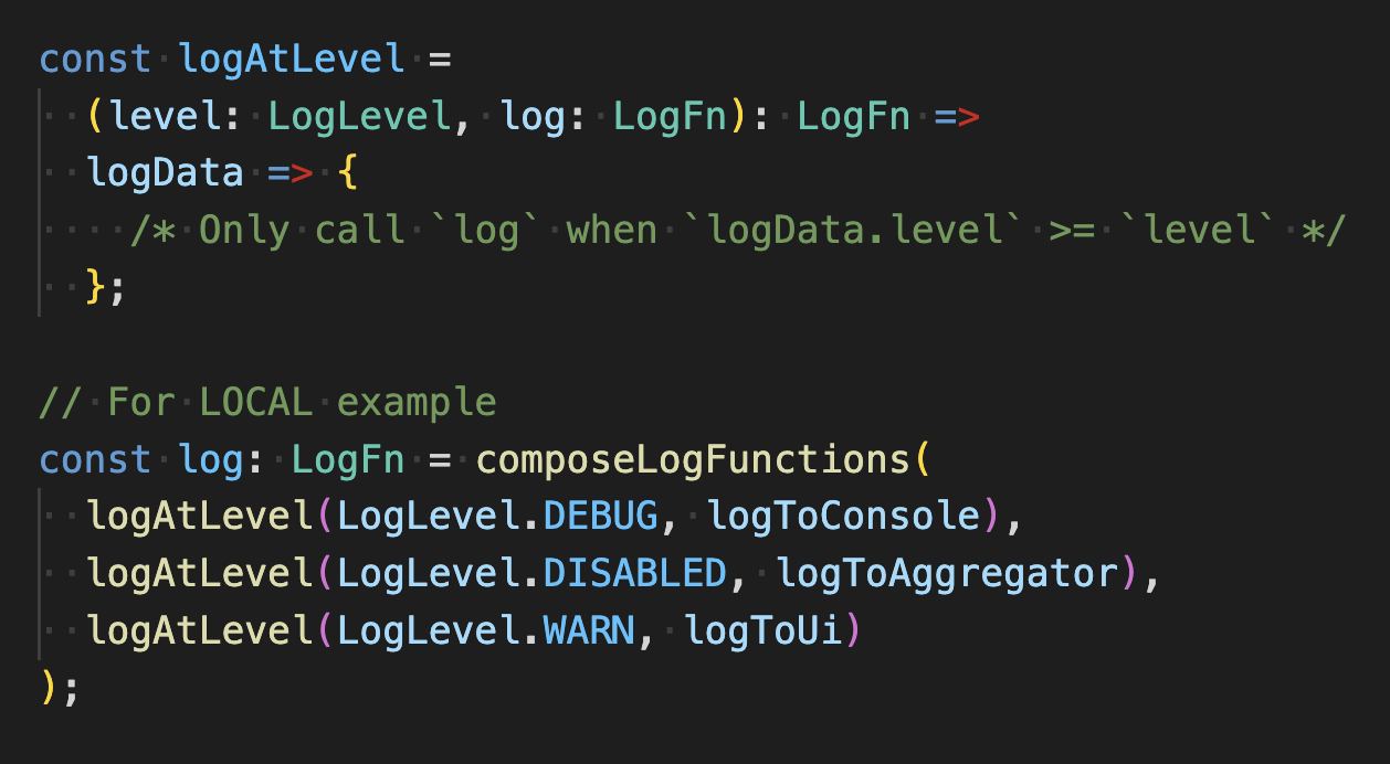 snippet of logAtLevel code